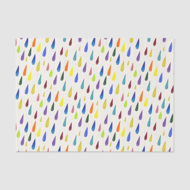 Colorful rain drops. Raindrop pattern Tissue Paper (Front)