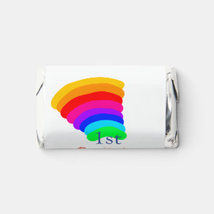 Colorful rainbow 1st birthday add date name messag hershey's miniatures