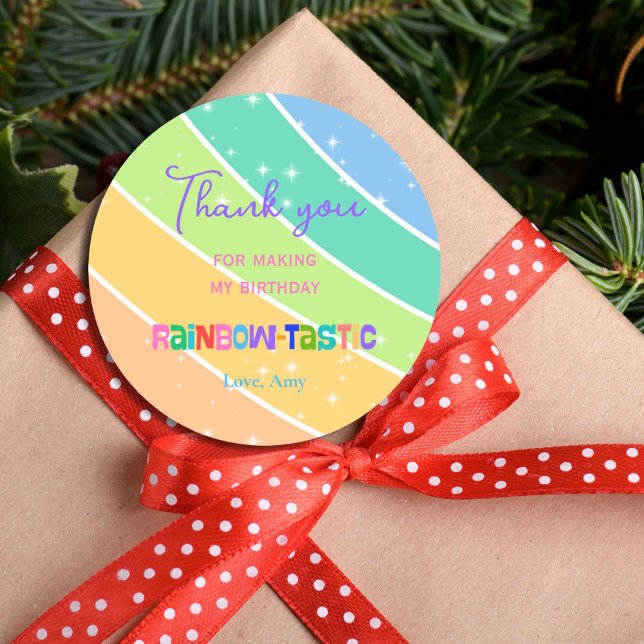 Colorful Rainbow 1st Birthday  Classic Round Sticker (Creator Uploaded)