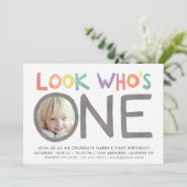 Colorful Rainbow 1st Birthday Invitations | Photo (Standing Front)