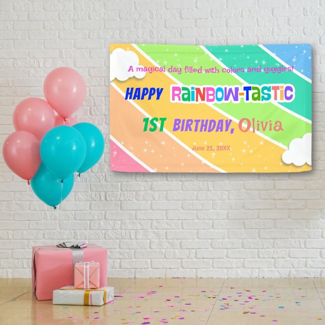 Colorful Rainbow 1st Birthday Party Banner (Creator Uploaded)