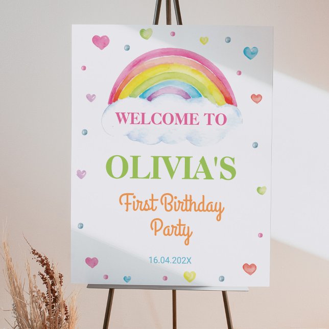 Colorful Rainbow 1st Birthday Party Welcome Sign (Creator Uploaded)