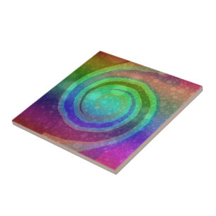 Colorful Rainbow Abstract Art Swirl Tile