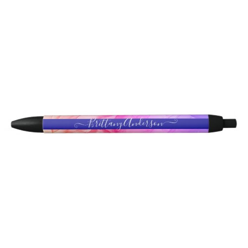 Colorful Rainbow Abstract Custom Name Black Ink Pen