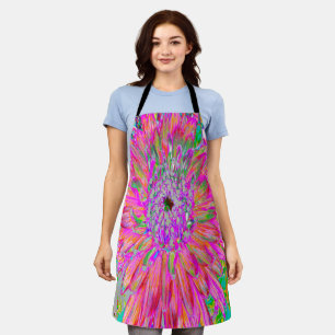 Colorful Rainbow Abstract Decorative Dahlia Flower Apron
