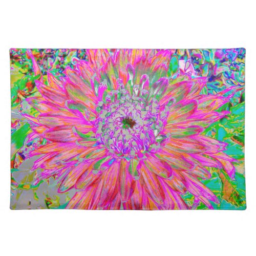 Colorful Rainbow Abstract Decorative Dahlia Flower Cloth Placemat