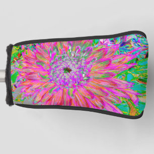 Colorful Rainbow Abstract Decorative Dahlia Flower Golf Head Cover