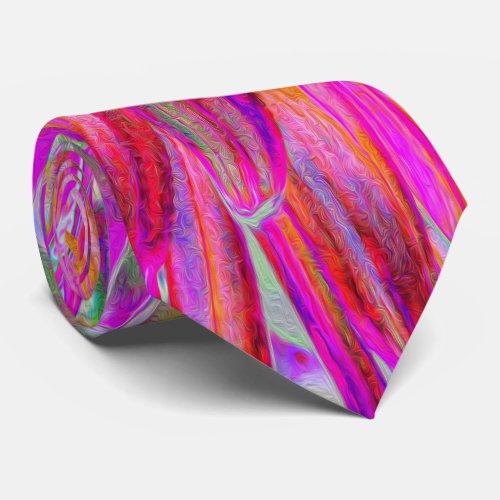 Colorful Rainbow Abstract Decorative Dahlia Flower Neck Tie