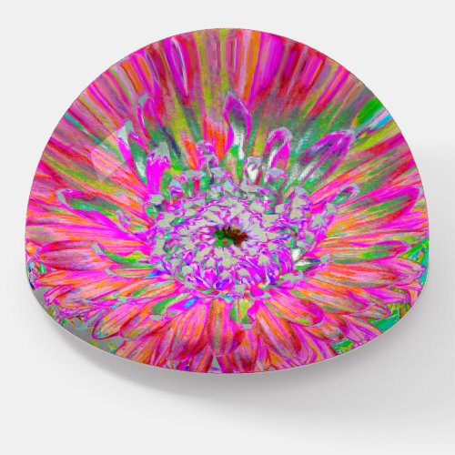 Colorful Rainbow Abstract Decorative Dahlia Flower Paperweight