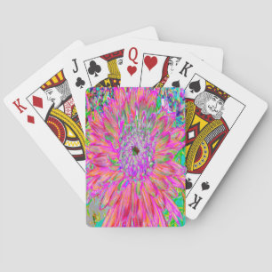 Colorful Rainbow Abstract Decorative Dahlia Flower Poker Cards