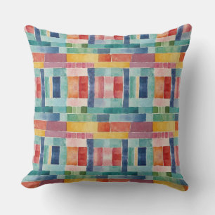 Colorful Rainbow Abstract Paint Watercolor Pattern Outdoor Pillow