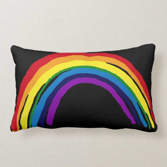 Colorful Rainbow Abstract Striped Lumbar Pillow