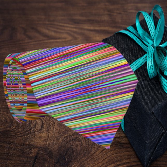 Colorful Rainbow Abstract Stripes Geometric Nerdy Neck Tie (Creator Uploaded)