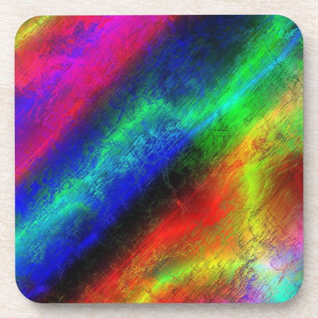 colorful rainbow abstract texture drink coaster (Front)