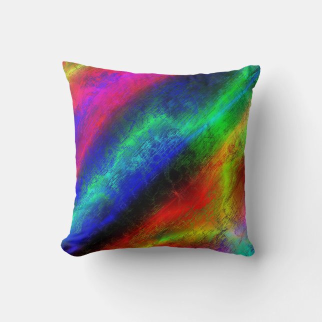 colorful rainbow abstract texture throw pillow (Front)