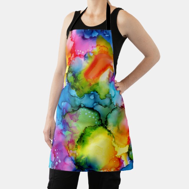 Colorful Rainbow Abstract Tie Dye Apron (Insitu)
