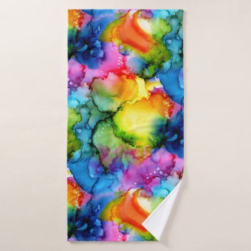 Colorful Rainbow Abstract Tie Dye Bath Towel Set