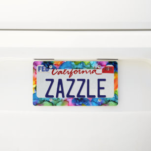 Colorful Rainbow Abstract Tie Dye License Plate Frame