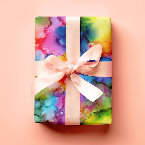 Colorful Rainbow Abstract Watercolor Wrapping Paper