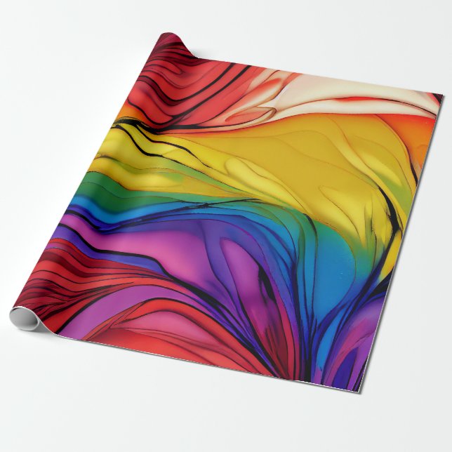 Colorful Rainbow Abstract Wrapping Paper (Unrolled)