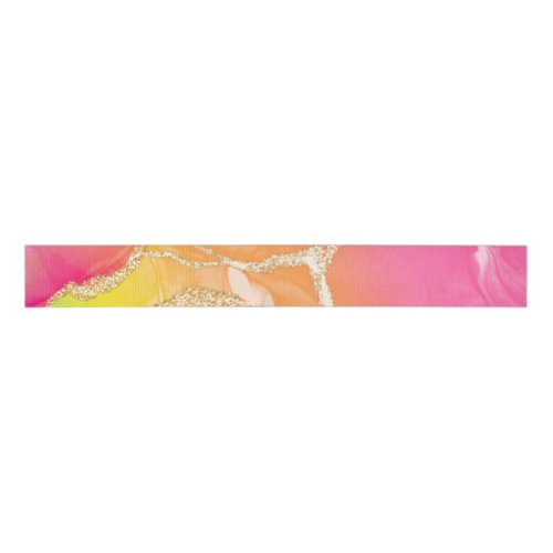 Colorful Rainbow Agate Pink and Orange and Green  Grosgrain Ribbon