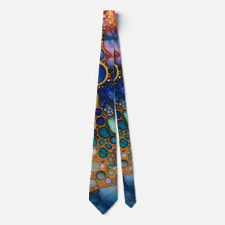 Colorful Rainbow Alcohol Ink Bubbles Design Neck Tie