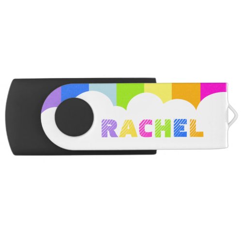 Colorful rainbow and cloud name  flash drive