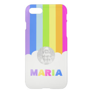 Colorful rainbow and cloud name iphone case