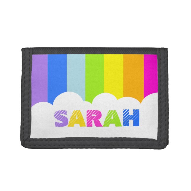 Colorful rainbow and cloud name wallet (Front)