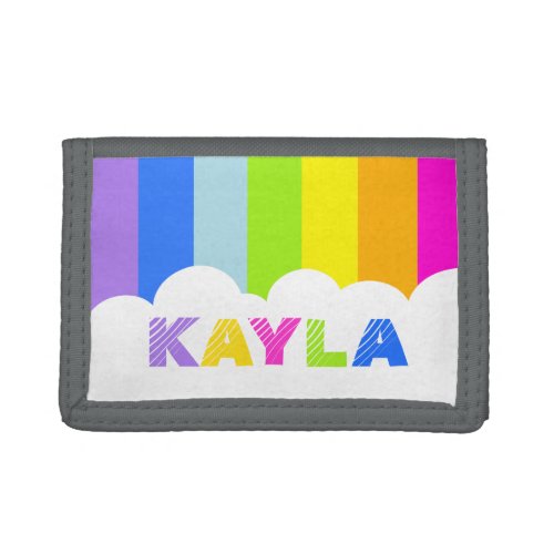 Colorful rainbow and cloud name wallet
