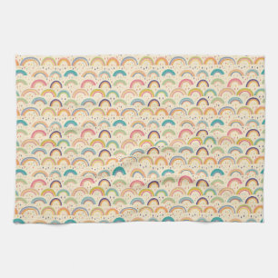 Colorful Rainbow and Diamond Seamless Pattern Kitchen Towel