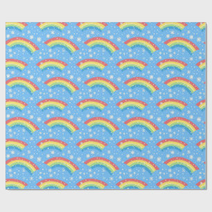 Colorful Rainbow and Snowflake Pattern Wrapping Paper