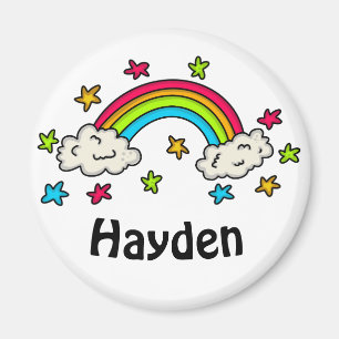 Colorful Rainbow and Stars Kids Name Magnet