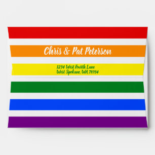 Colorful Rainbow and White Stripes Return Address Envelope