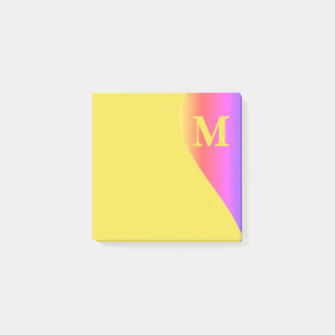 Colorful Rainbow and Yellow with Monogram Post-it Notes