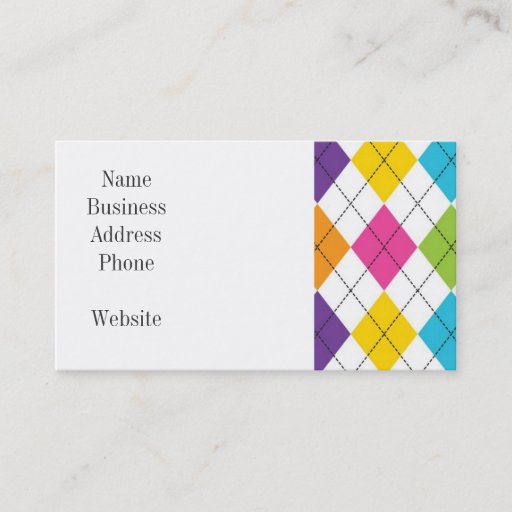 Customizable Colorful Rainbow Argyle Diamond Pattern Teen Gifts Business Card Template
