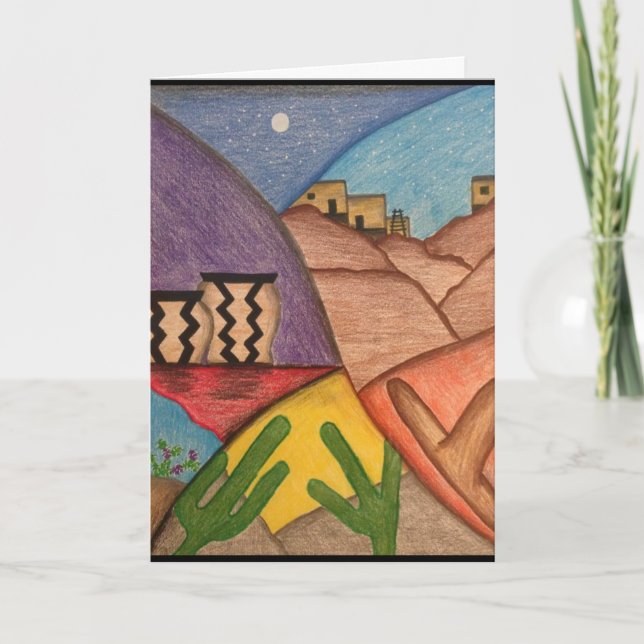 Colorful Rainbow Arizona Folk Art Greeting Card (Front)