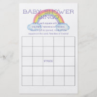 Colorful Rainbow Baby Shower Bingo Game Card Flyer