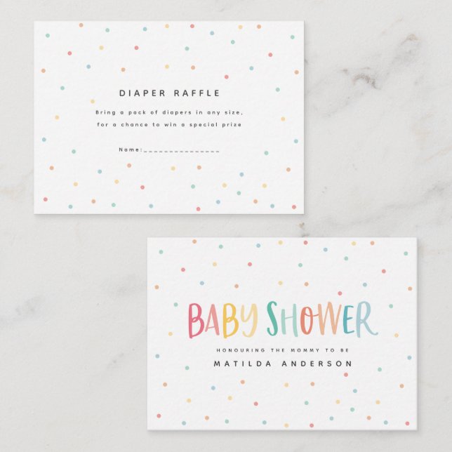 colorful rainbow baby shower diaper raffle note card (Front/Back)
