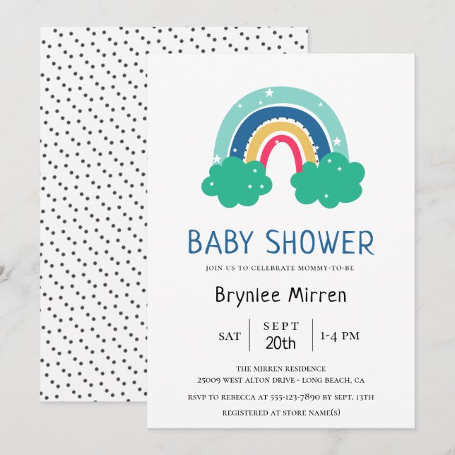 Colorful Rainbow Baby Shower Invitation (Front/Back)