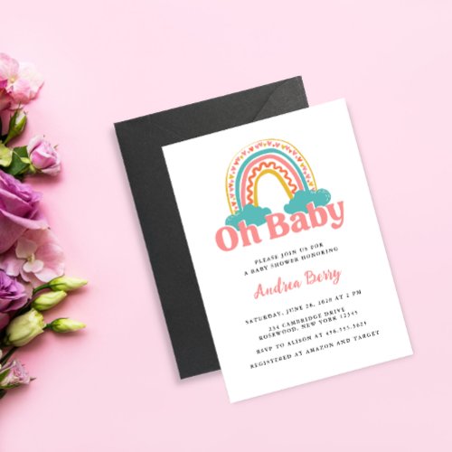 Colorful Rainbow Baby Shower Invitation