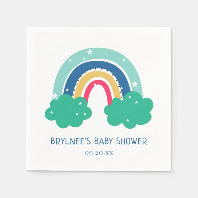 Colorful Rainbow Baby Shower Napkins (Front)