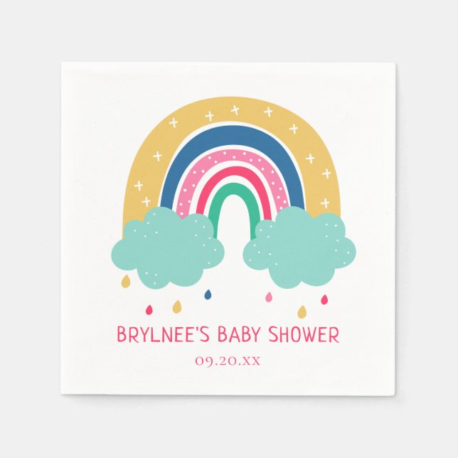 Colorful Rainbow Baby Shower Napkins (Front)