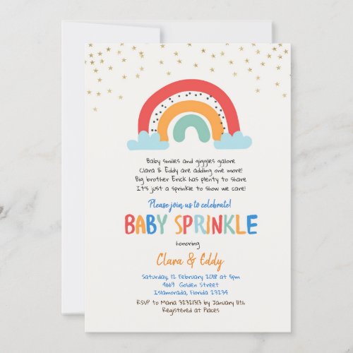 Colorful Rainbow Baby Sprinkle Invitation