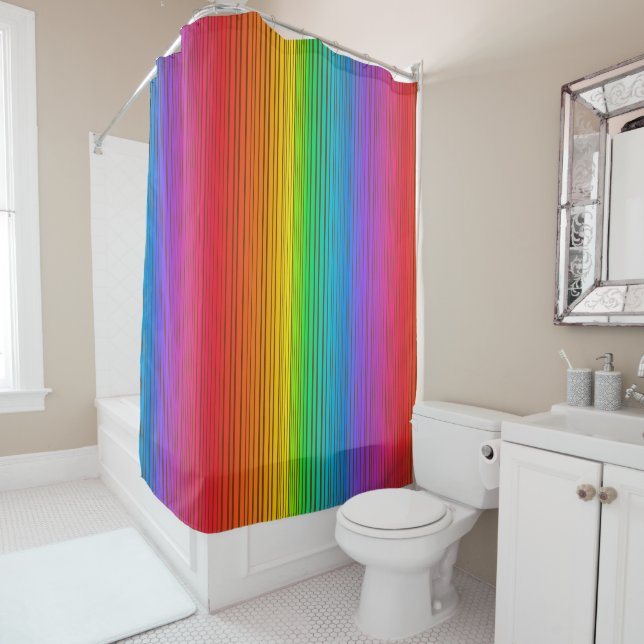 Colorful Rainbow Background Shower Curtain (In Situ)