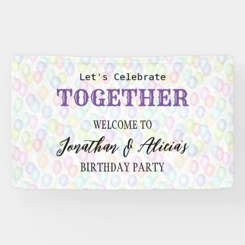 Colorful Rainbow Balloon Joint Birthday Party Banner