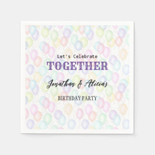 Colorful Rainbow Balloon Joint Birthday Party Napkins