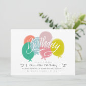 Colorful rainbow balloons birthday party invite (Standing Front)