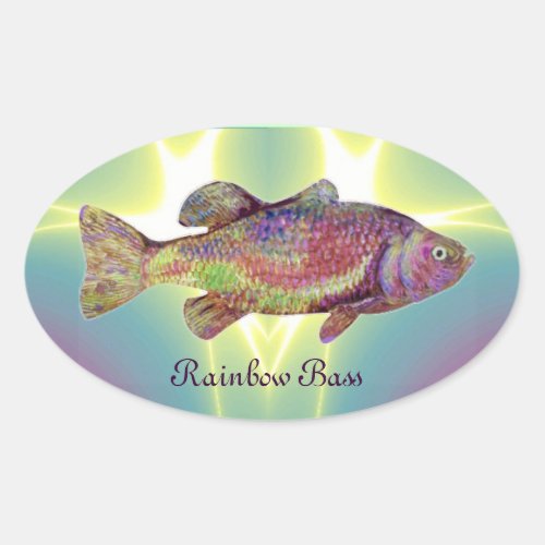 COLORFUL RAINBOW BASS OVAL STICKER