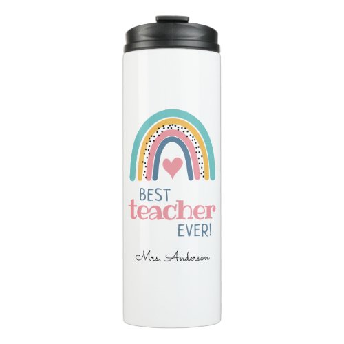 Colorful Rainbow Best Teacher Ever Tote Bag Thermal Tumbler